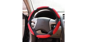 Sandwich Steering Wheel Cover for Four Seasons Beige Gray and Black