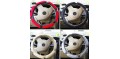 Sandwich Steering Wheel Cover for Four Seasons Beige Gray and Black